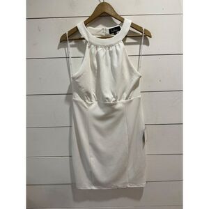 NWT LuLus Solid White Sleeveless Halter A-Line Midi Dress Womens Size L
